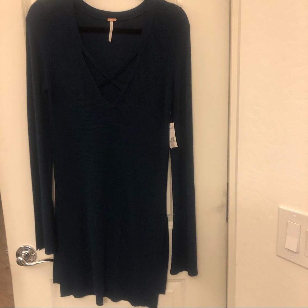 Free People tunic mini dress new with tags size small, petite, beautiful blue